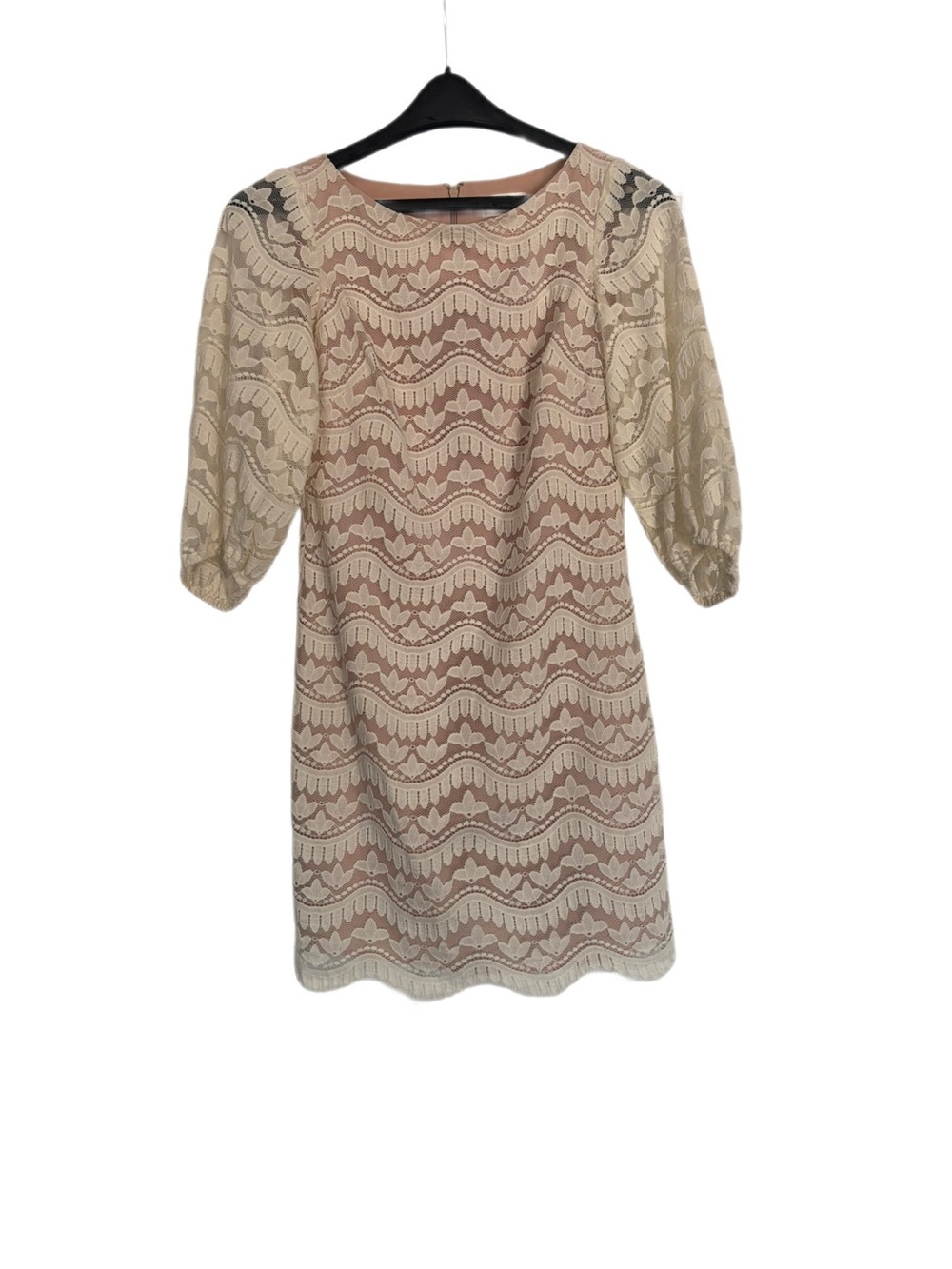 Eliza J Cream Lace Shift Dress with Blush Lining Size 4